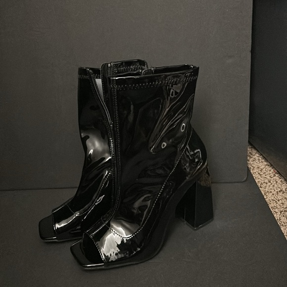 Black leather block heels - Picture 4 of 5